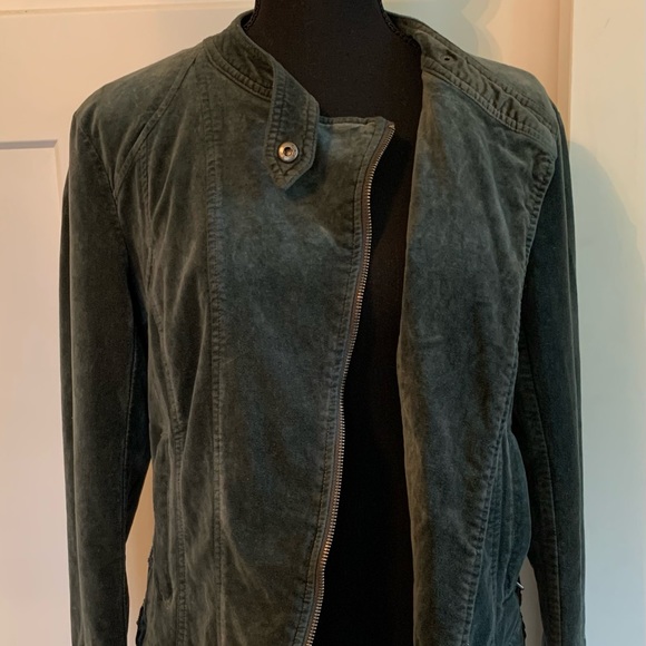 Jackets & Coats Bnci Green Grey Velvet Jacket Womens M Poshmark
